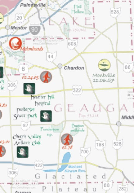 Ohio Mysteries Map Bigfoot UFO